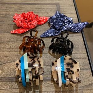Anthro Claw Hair Clips + Bandana Bow Scrunchies